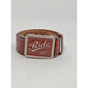 Y2K Fox‎ Racing Ride Belt Mens Womens Brown Leather Double Grommet Buckle M